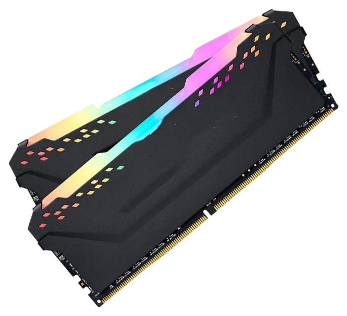 Pair of black DDR4 modules with RGB light bars