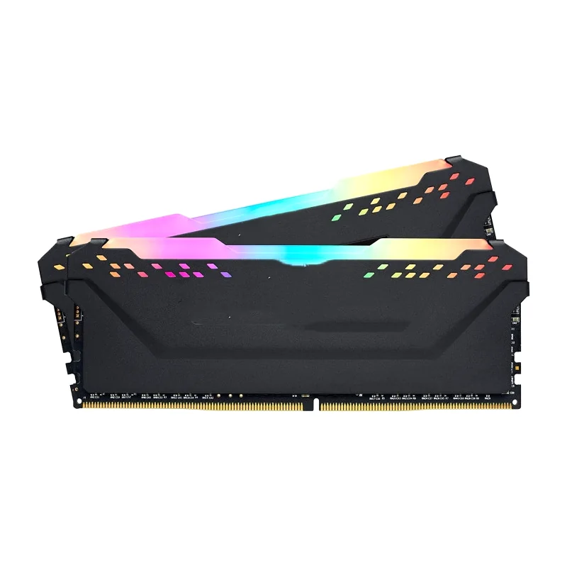 Two DDR4 modules with RGB bars, front view
