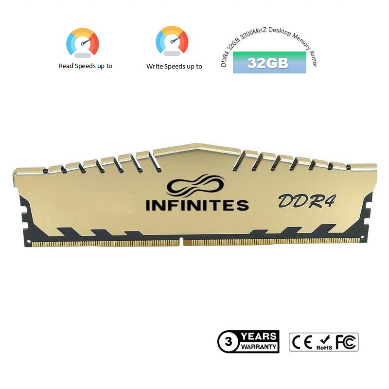 DDR4 memory module with gold heat spreader
