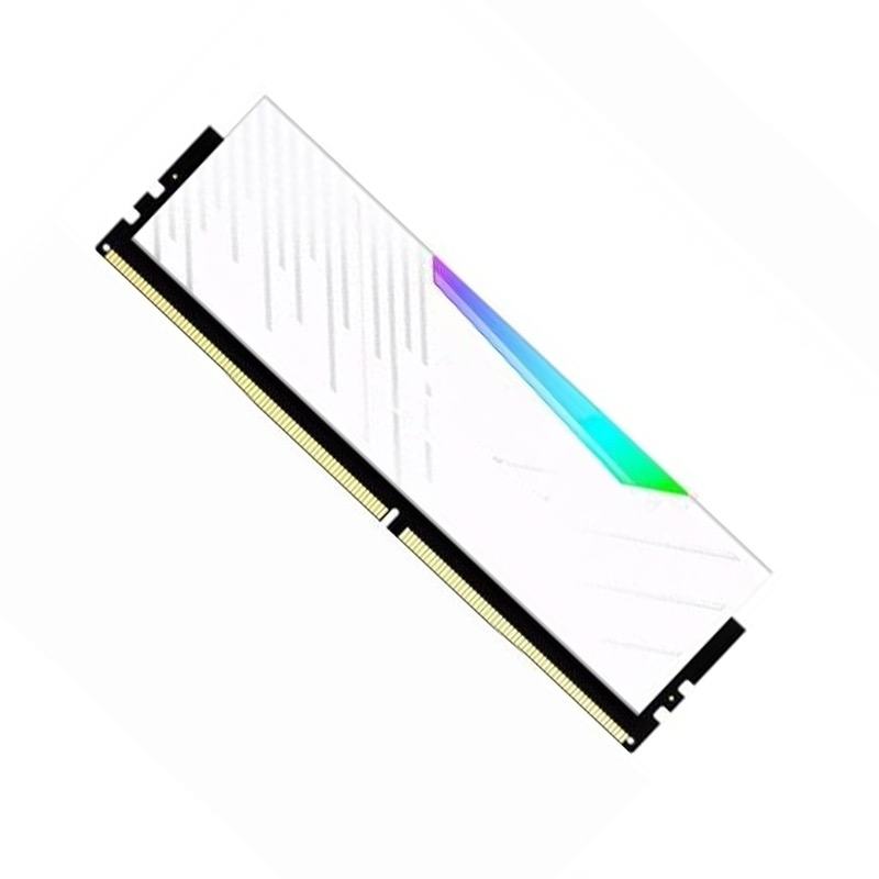 White DDR5 memory module with RGB accent strip