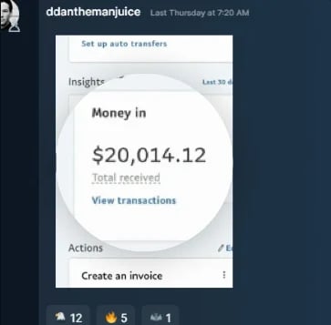 Insight card showing $20,014.12 received